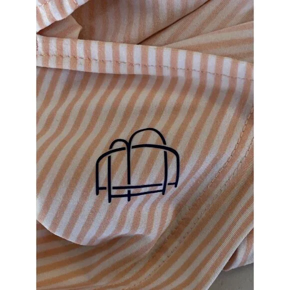 Draddy Sport Men's Medium Short Sleeve Golf Polo Muted Orange White Striped🏌️ - Picture 6 of 8